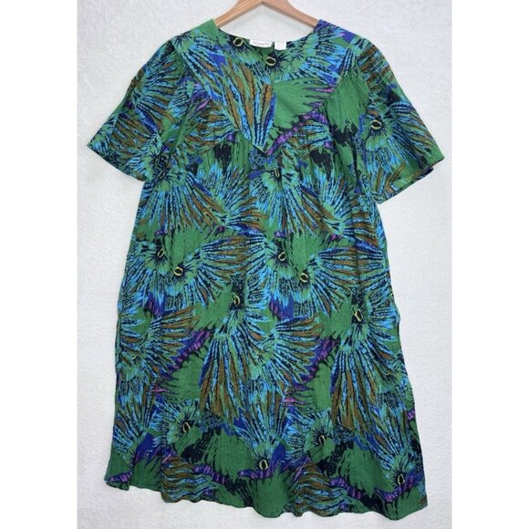 Sante Classics Women's Peacock Feather Print Dress Kaftan Size O/S - Picture 1 of 7